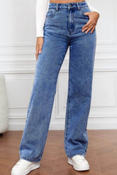 High Waist Straight Jeans Dusty Blue / S