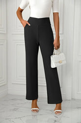 High Waist Straight Leg Pants Black / S