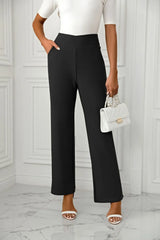 High Waist Straight Leg Pants Black / S