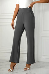 High Waist Straight Leg Pants Dark Gray / S