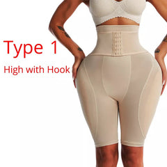 High Waist Trainer Body Shaper Padded Panty: Buttock Booty Hip Enhancer apricot / S