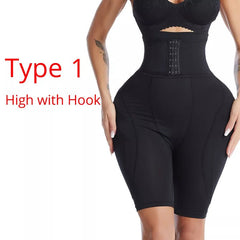 High Waist Trainer Body Shaper Padded Panty: Buttock Booty Hip Enhancer black / S