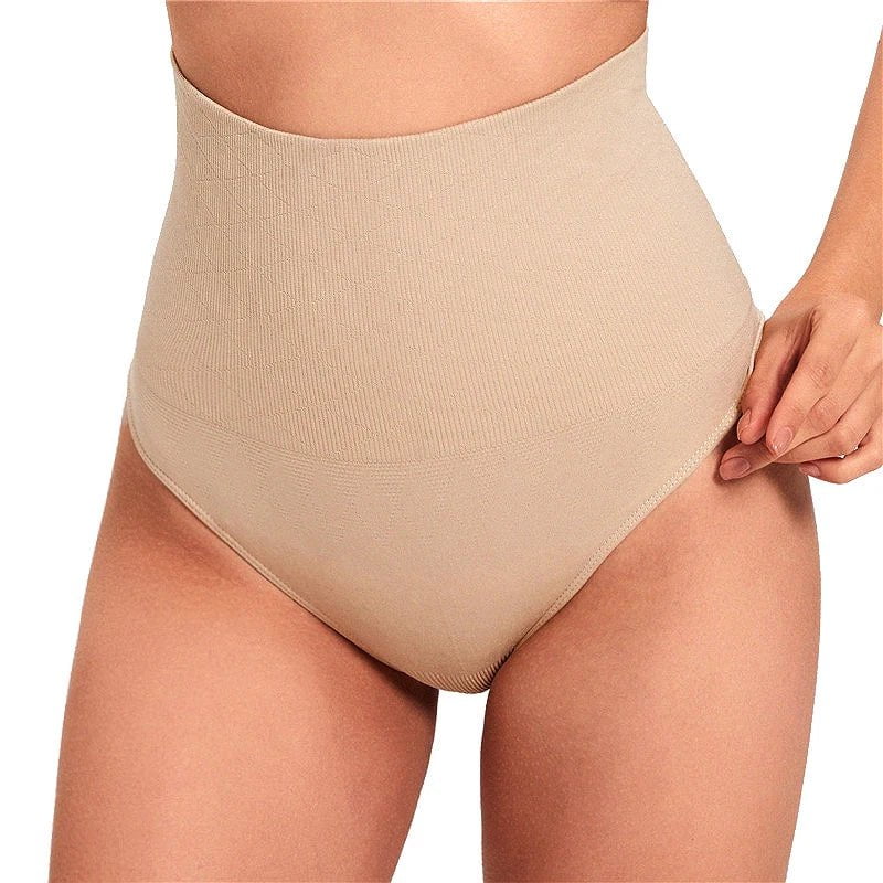 High Waist Tummy Control Thong Panties - Butt Lifter Shaping Brief for Women