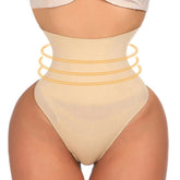 High Waist Tummy Control Thong Panties - Butt Lifter Shaping Brief for Women