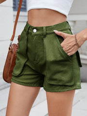 High Waist Utility Pocket Denim Shorts