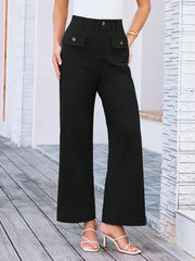 High Waist Wide Leg Pants Black / S