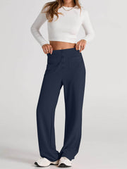 High Waist Wide Leg Pants Dark Navy / XL