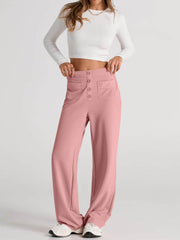 High Waist Wide Leg Pants Pale Blush / 2XL