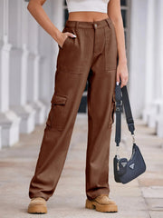 High-Waisted Cargo Jeans Brown / S