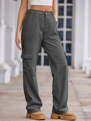 High-Waisted Cargo Jeans Grey / S