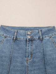 High-Waisted Flare Jeans with Seam Detail