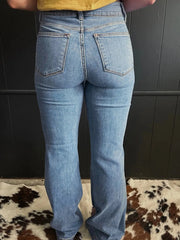 High-Waisted Flare Jeans with Seam Detail