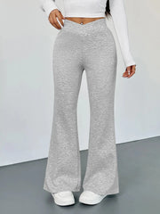 High Waisted Flare Leg Pants Flower Ash / S