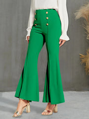 High Waisted Flare Pants Green / S