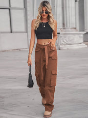 High-Waisted Multi-Pocket Cargo Jeans