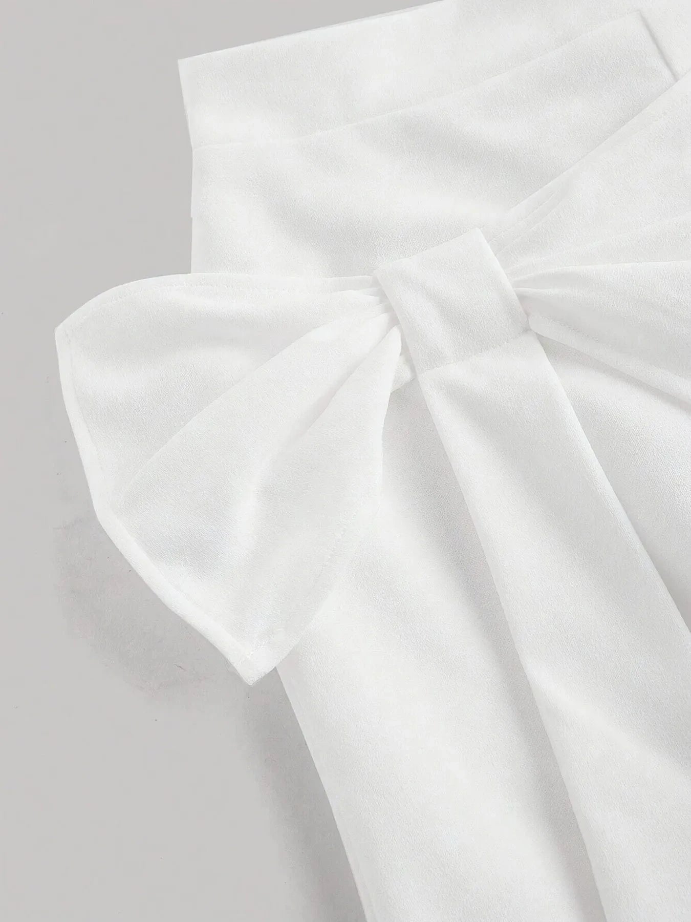 High-Waisted White Bow-Tie Wide Leg Pants