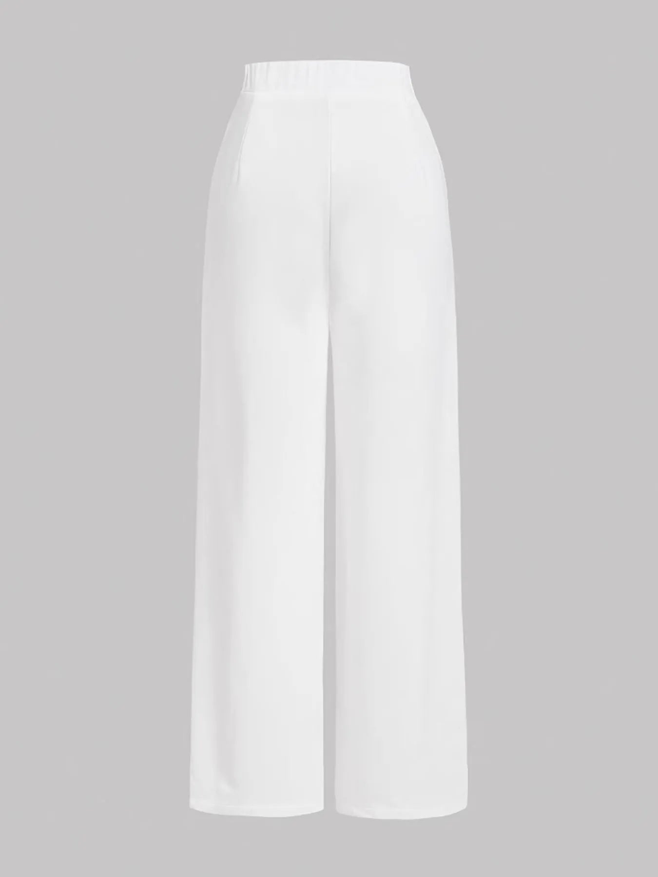 High-Waisted White Bow-Tie Wide Leg Pants