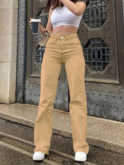 High-Waisted Wide Leg Jeans Tan / XS