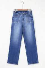High-Waisted Wide-Leg Vintage Wash Jeans