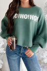 'HO! HO! HO!' Graphic Long Sleeve Sweater Air Force Blue / S