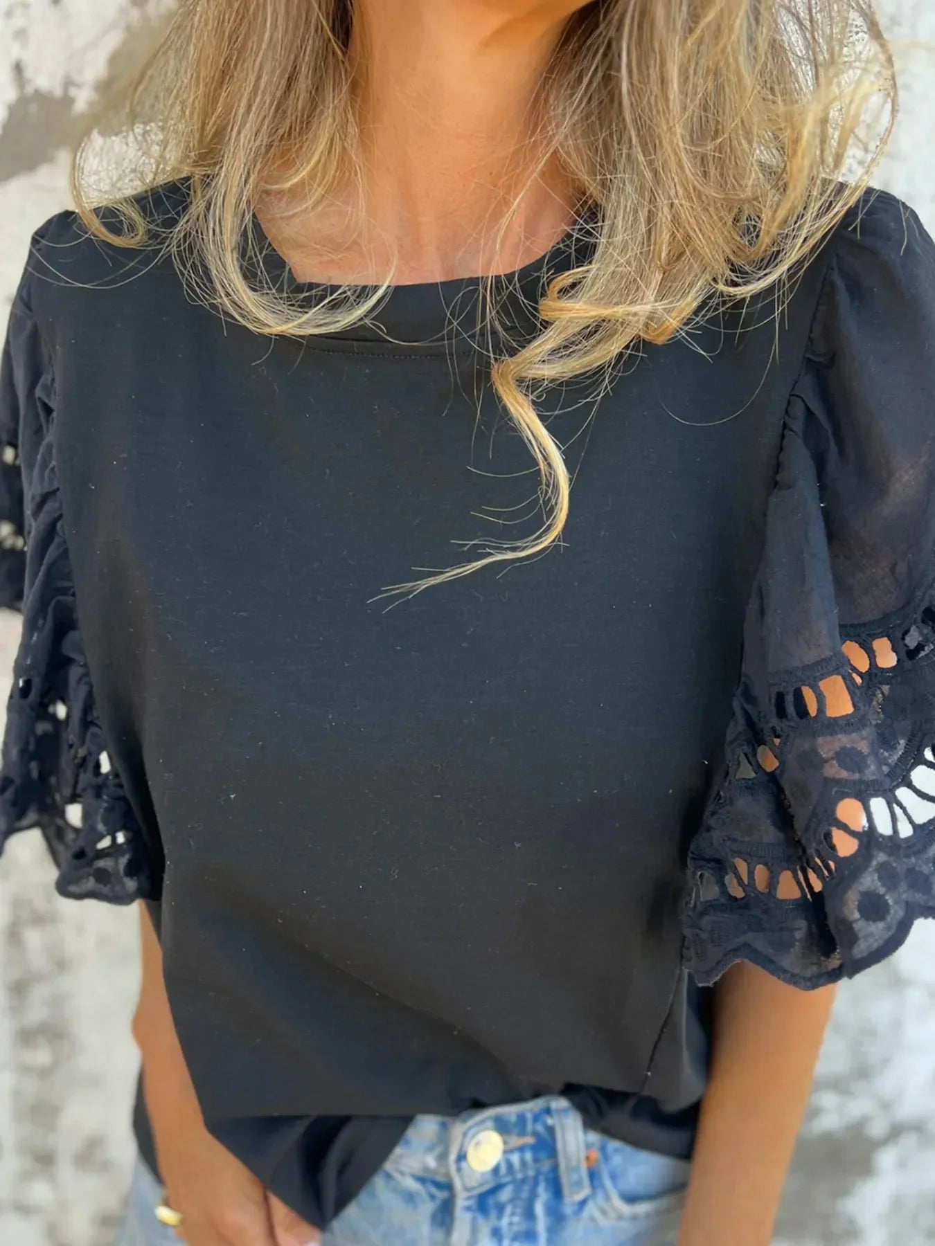 Hollow Out Sleeve Casual Blouse
