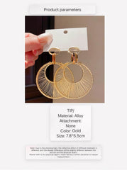 Hollow Round Drop Dangle Earrings with Intricate Wire Design