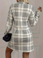 Houndstooth Button-Down Shirt Dress