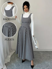 Houndstooth Sleeveless A-Line Dress