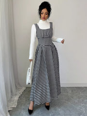 Houndstooth Sleeveless A-Line Dress