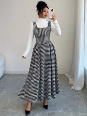 Houndstooth Sleeveless A-Line Dress