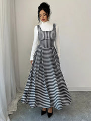Houndstooth Sleeveless A-Line Dress