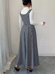 Houndstooth Sleeveless A-Line Dress