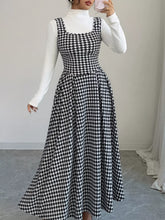 Houndstooth Sleeveless A-Line Dress Black / S