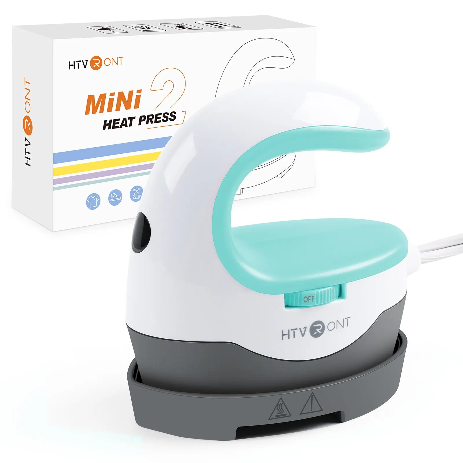 HTVRONT 2nd Gen Portable Mini Heat Press Machine - DIY Auto Easy Heating Transfer Iron On HTV for Clothes, Bags, Shoes, Hats, T-Shirts