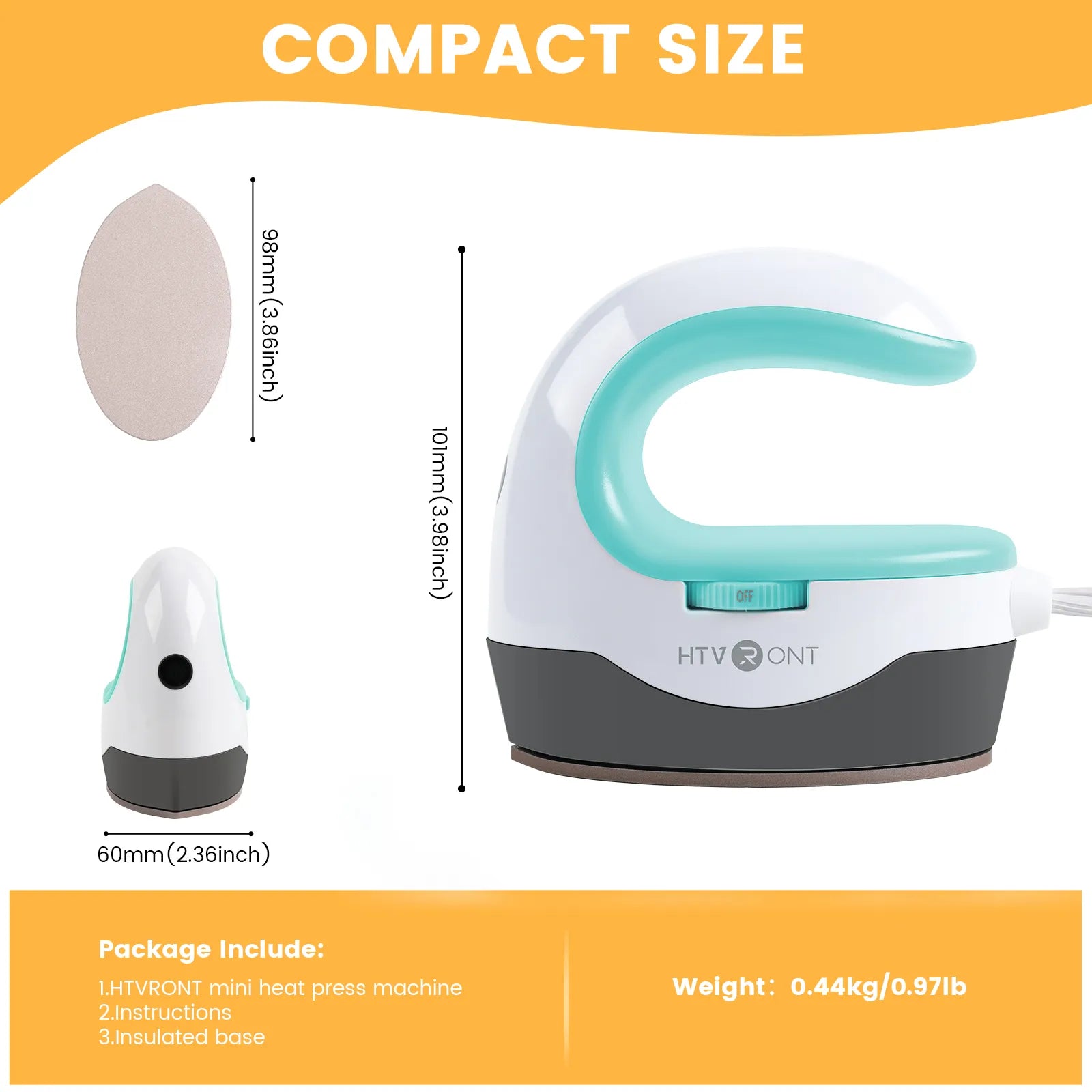 HTVRONT 2nd Gen Portable Mini Heat Press Machine - DIY Auto Easy Heating Transfer Iron On HTV for Clothes, Bags, Shoes, Hats, T-Shirts