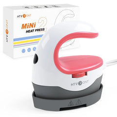 HTVRONT 2nd Gen Portable Mini Heat Press Machine - DIY Auto Easy Heating Transfer Iron On HTV for Clothes, Bags, Shoes, Hats, T-Shirts Red / United States / us