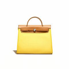Iconic Calfskin Leather Shoulder Purse Yellow / Large