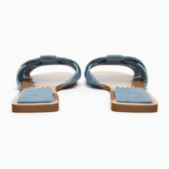 Interlocked Rhinestone Decorated Slip-on Flat Mules