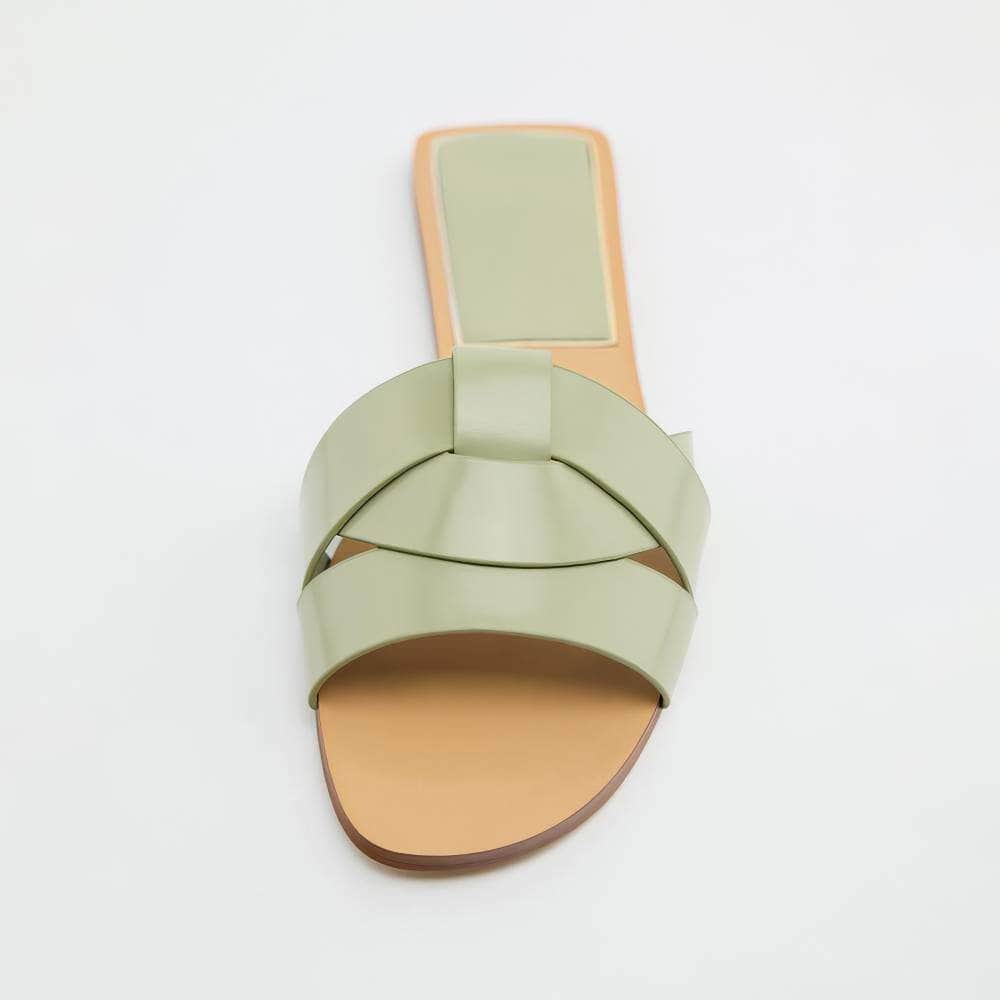 Interlocked Rhinestone Decorated Slip-on Flat Mules