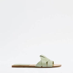 Interlocked Rhinestone Decorated Slip-on Flat Mules EU 34 / Green