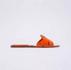 Interlocked Rhinestone Decorated Slip-on Flat Mules EU 34 / OrangeRed
