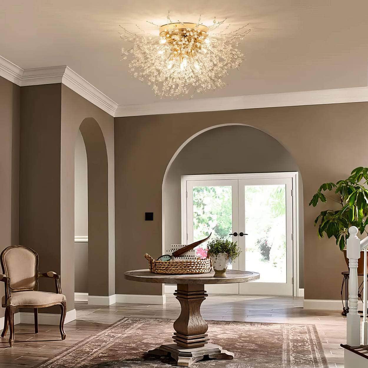 IRALAN Lustre LED Ceiling Lighting: Dandelion Chandelier for Dining and Living Room, Art Crystal Lamps - Home Decor Lights