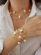 Irregular Natural Pearl Accents Layered Collar Necklace