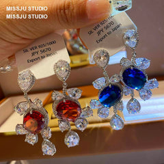 Irregular Shape Oval Gemstone Dangle Earrings