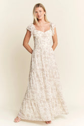 Jade By Jane Full Size Ruffle Sleeve Tiered Maxi Dress Plus Size IVORY / S
