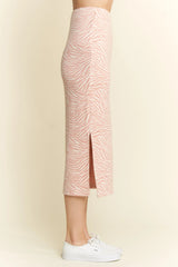 Jade By Jane Zebra Print Side Slit Midi Skirt