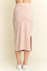 Jade By Jane Zebra Print Side Slit Midi Skirt