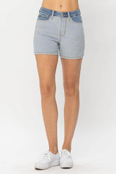 Judy Blue Full Size Color Block Denim Shorts LT/MD / S