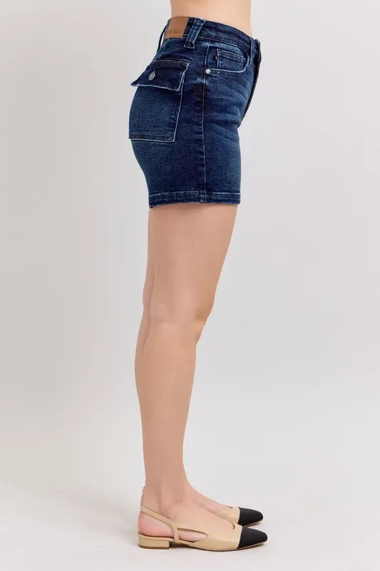 Judy Blue Full Size High Waist Back Flap Pocket Denim Shorts Plus Size