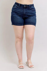 Judy Blue Full Size High Waist Back Flap Pocket Denim Shorts Plus Size